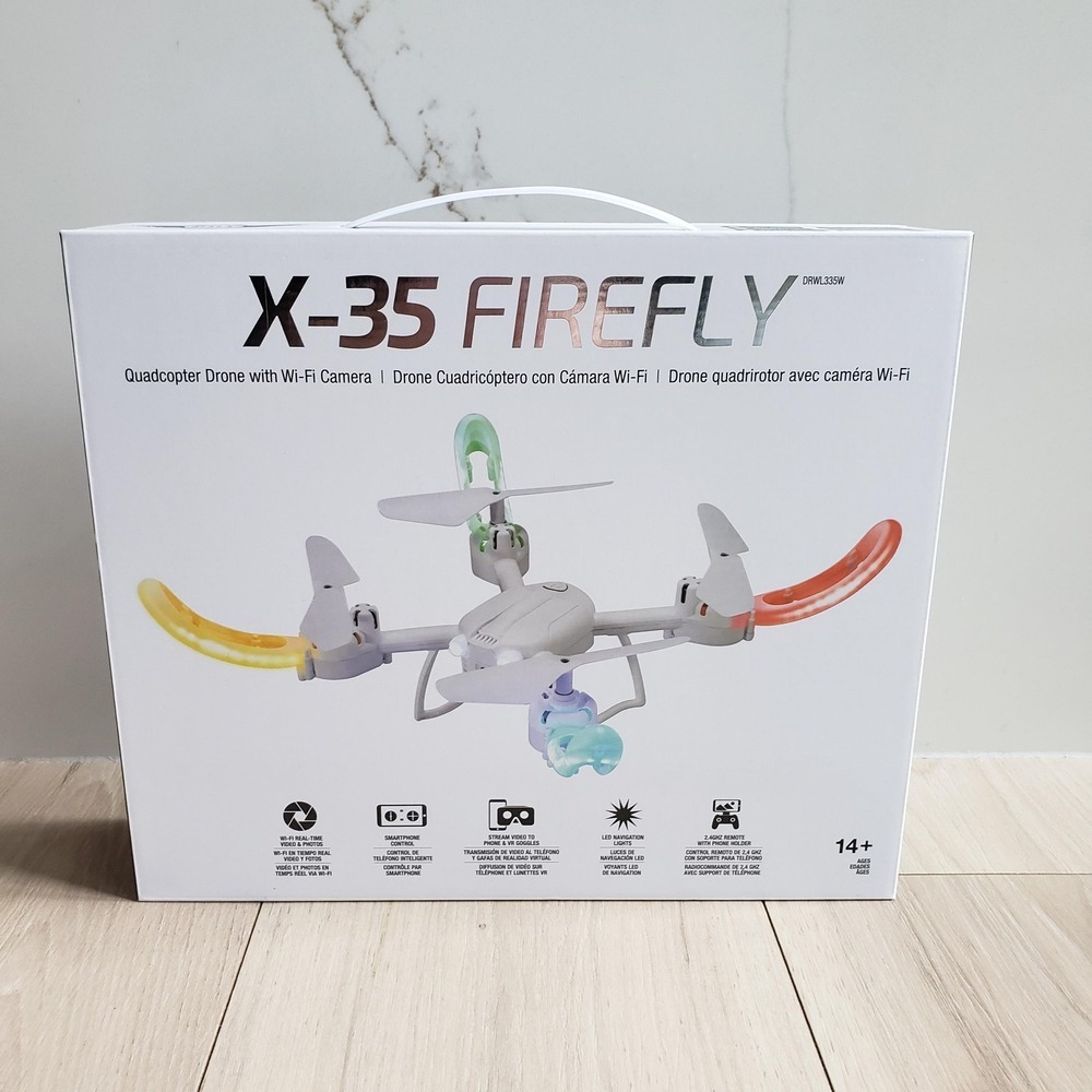 Sky Rider X-35 Firefly Ready To Fly Drone Wi-Fi Camera White LED RC Quadcopter
